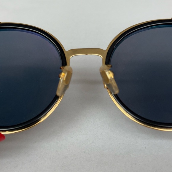Vintage MCM Round Sunglasses MCM115SK Gold Black Frame 55mm Blue Mirror Interior - Picture 11 of 14